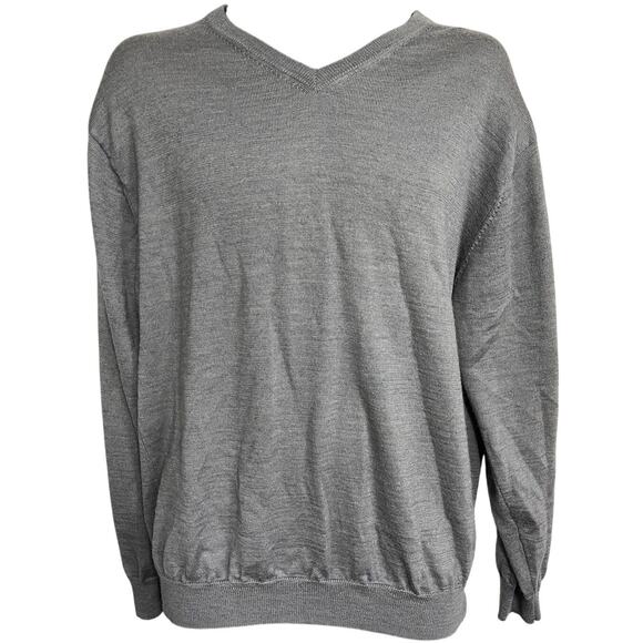Linea Juomo Sweater Mens Size L Gray Wool Blend V Neck Long Sleeve Preppy Office - Picture 1 of 4